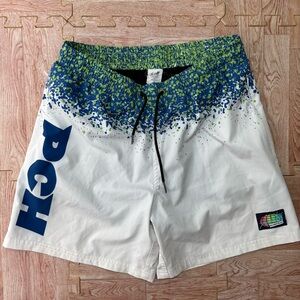 Slunks PCH Volleyball Shorts Medium Lined White Splatter Waist Pacific Coast Hwy